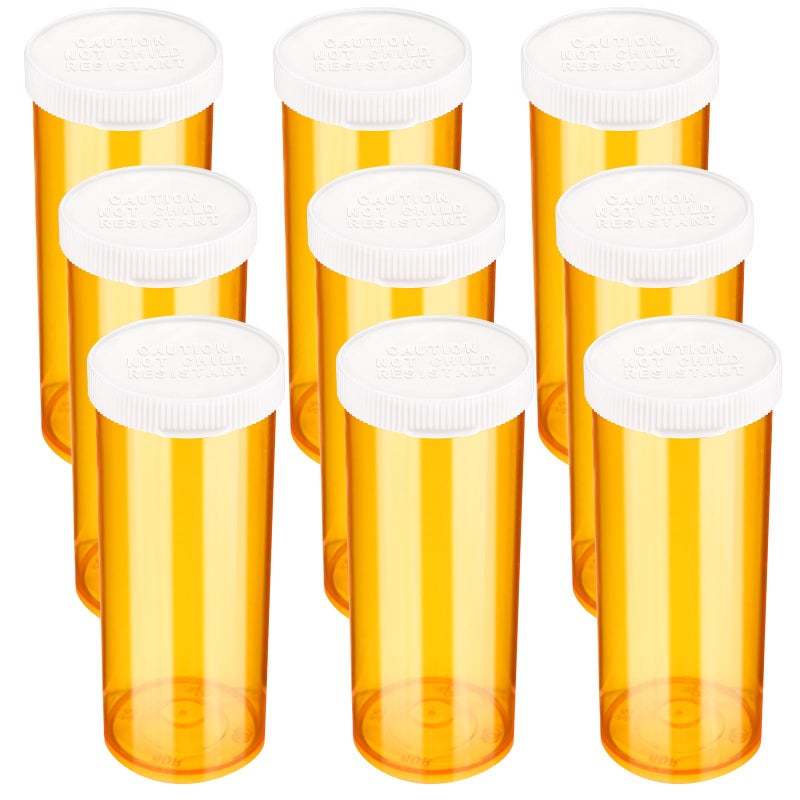 ElevateTech Empty Plastic Pill Bottles with Caps Small Medicines Bottle 6 Drams Plastic Vials Easy Open Medication Vials Containers Yellow Travel Pill Case Organizer (9 Pcs)